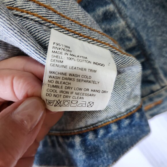 Vintage Timberland Weathergear Denim Jean Jacket Men’s Large Trucker Biker - Picture 4 of 10